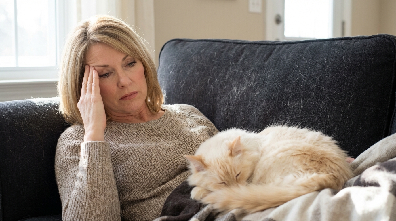 Poils de chat partout sur le canapé : ces 5 objets que vous avez déjà chez vous règlent le problème en un passage