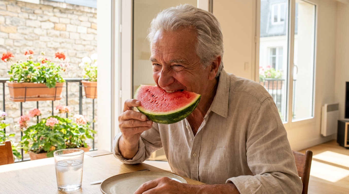 Mon grand-père remplaçait son verre d’eau par ce fruit chaque été : j’ai souri pendant des années avant de comprendre pourquoi il avait raison
