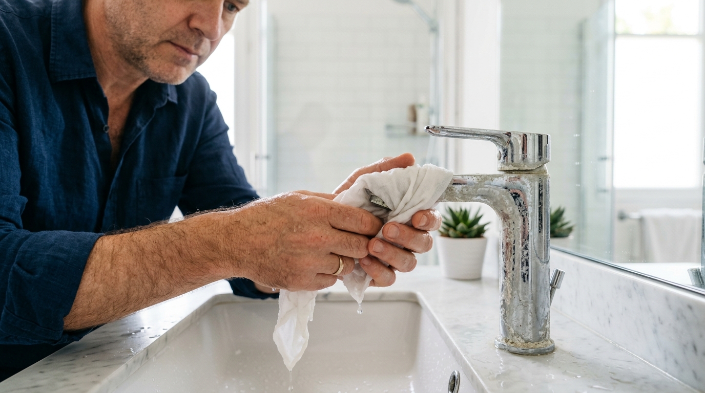 J’ai enroulé un chiffon imbibé autour de mon robinet entartré : une heure plus tard, j’ai compris pourquoi je m’épuisais à frotter pour rien