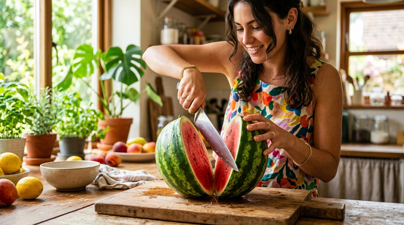 J’ai gardé l’écorce de ma pastèque juste pour tester une idée venue d’Amérique du Sud : mes invités ont cru que je leur servais un légume du marché