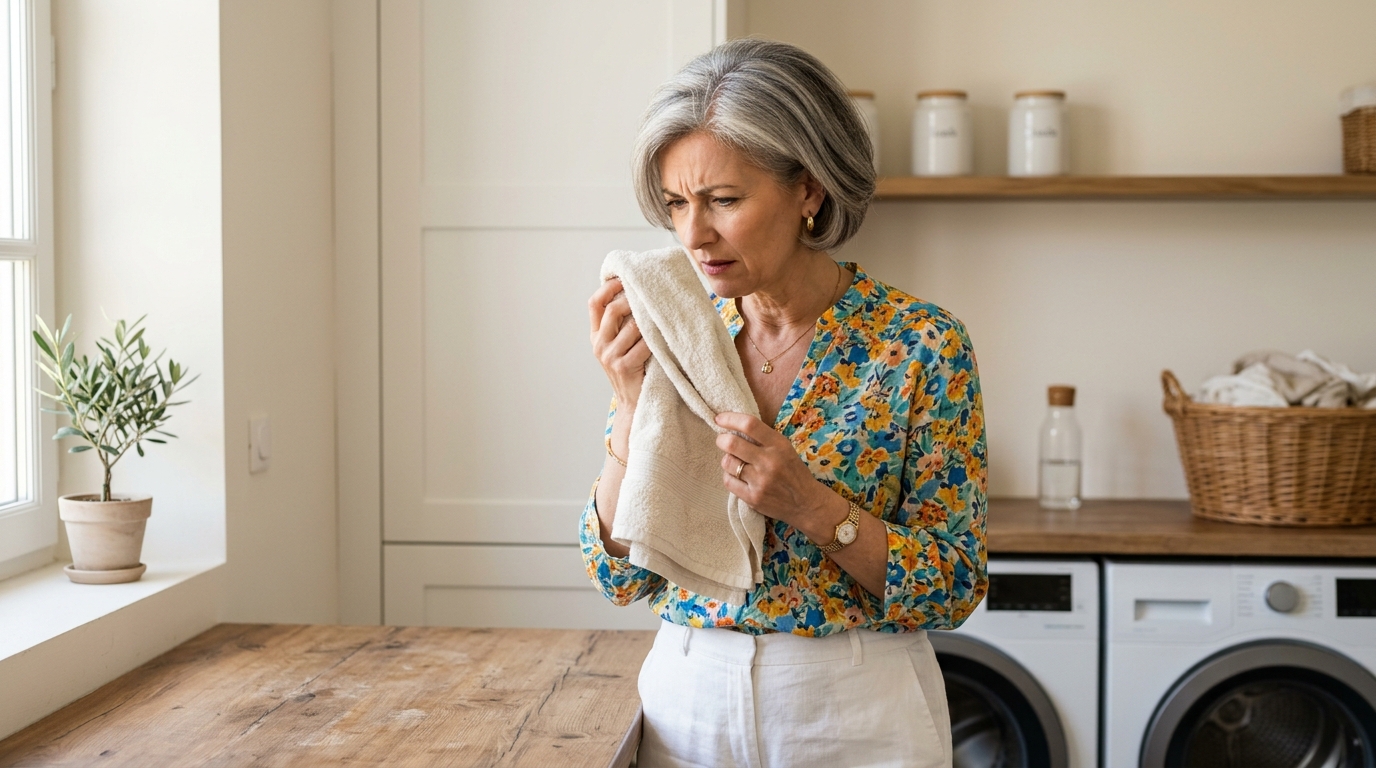 J’ai sorti mes serviettes du sèche-linge parfaitement sèches : l’odeur d’humidité était encore là et j’ai enfin compris ce qui s’accrochait aux fibres